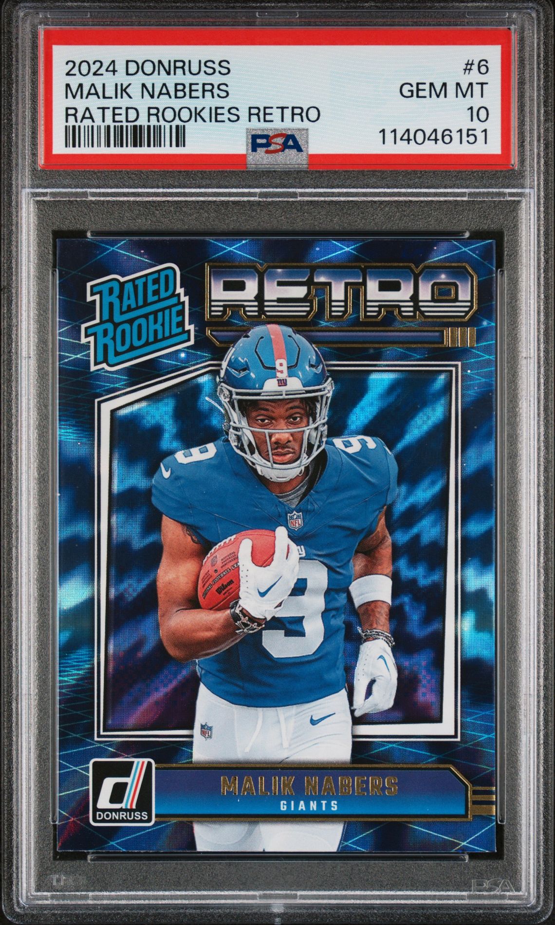 2024 Panini Donruss Rated Rookies Retro Malik Nabers #6 Gem Mt 10 front