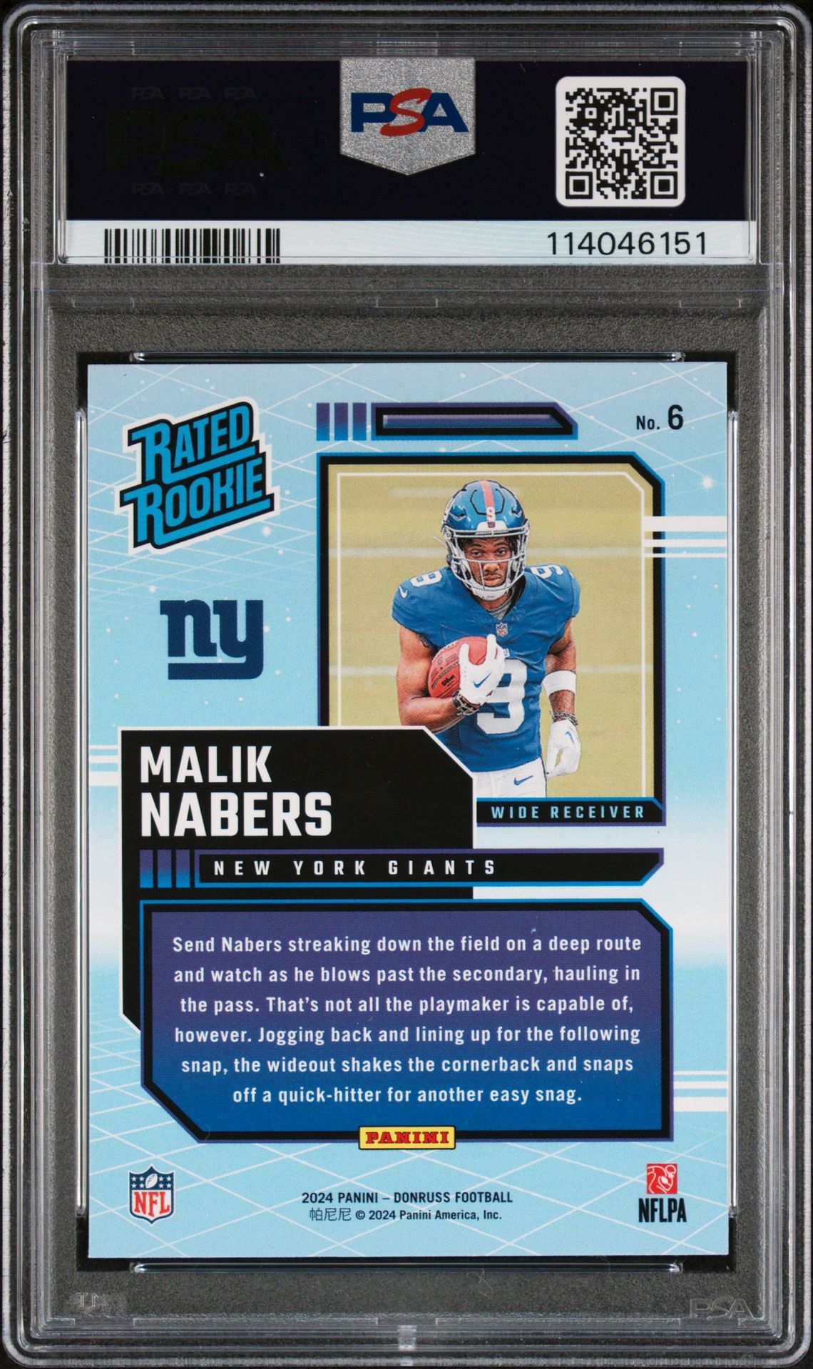 2024 Panini Donruss Rated Rookies Retro Malik Nabers #6 Gem Mt 10 back