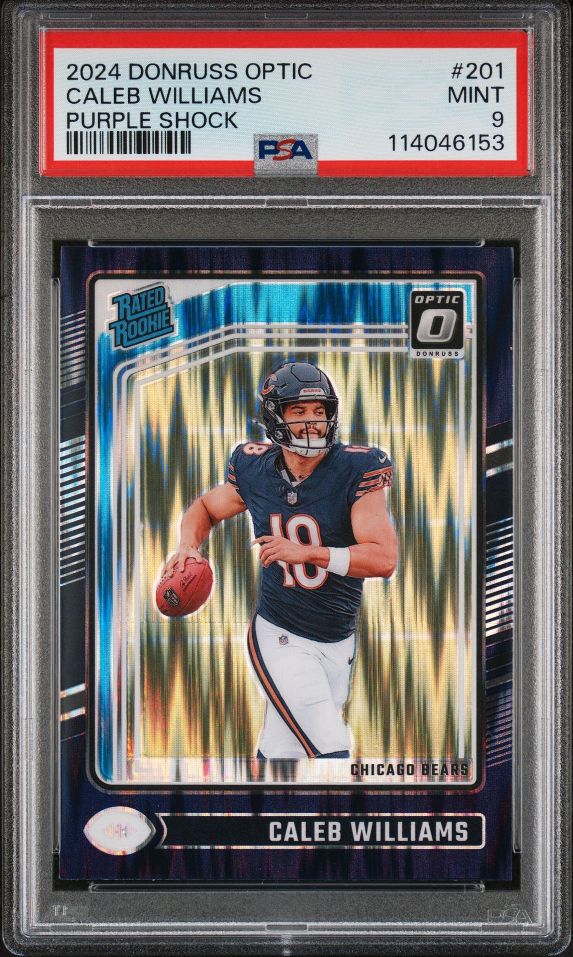 2024 Panini Donruss Optic Caleb Williams #201 (Purple Shock) Mint 9 front