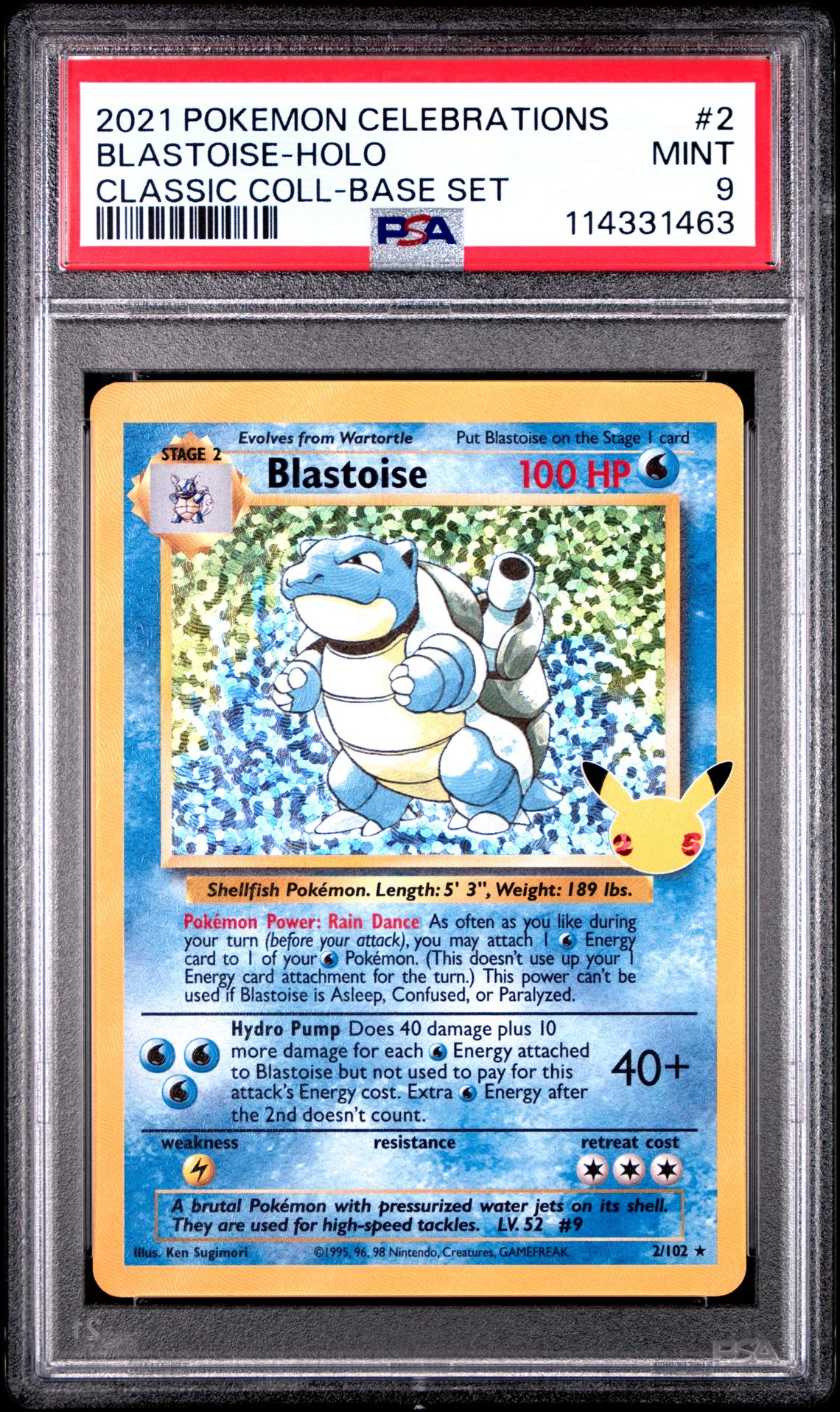 2021 Pokemon Celebrations Classic Collection Blastoise-Holo #2 (Classic Coll-Base Set) Mint 9 front