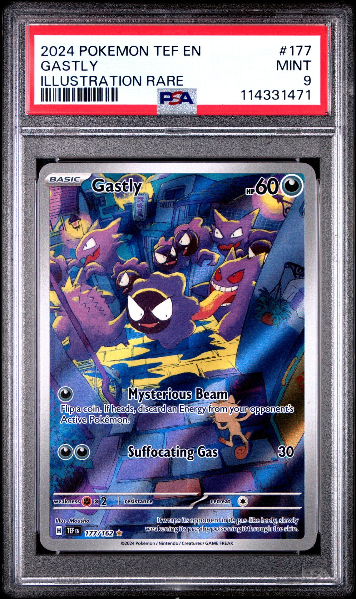 2024 Pokemon Tef En-Temporal Forces Gastly #177 (Illustration Rare) Mint 9 front
