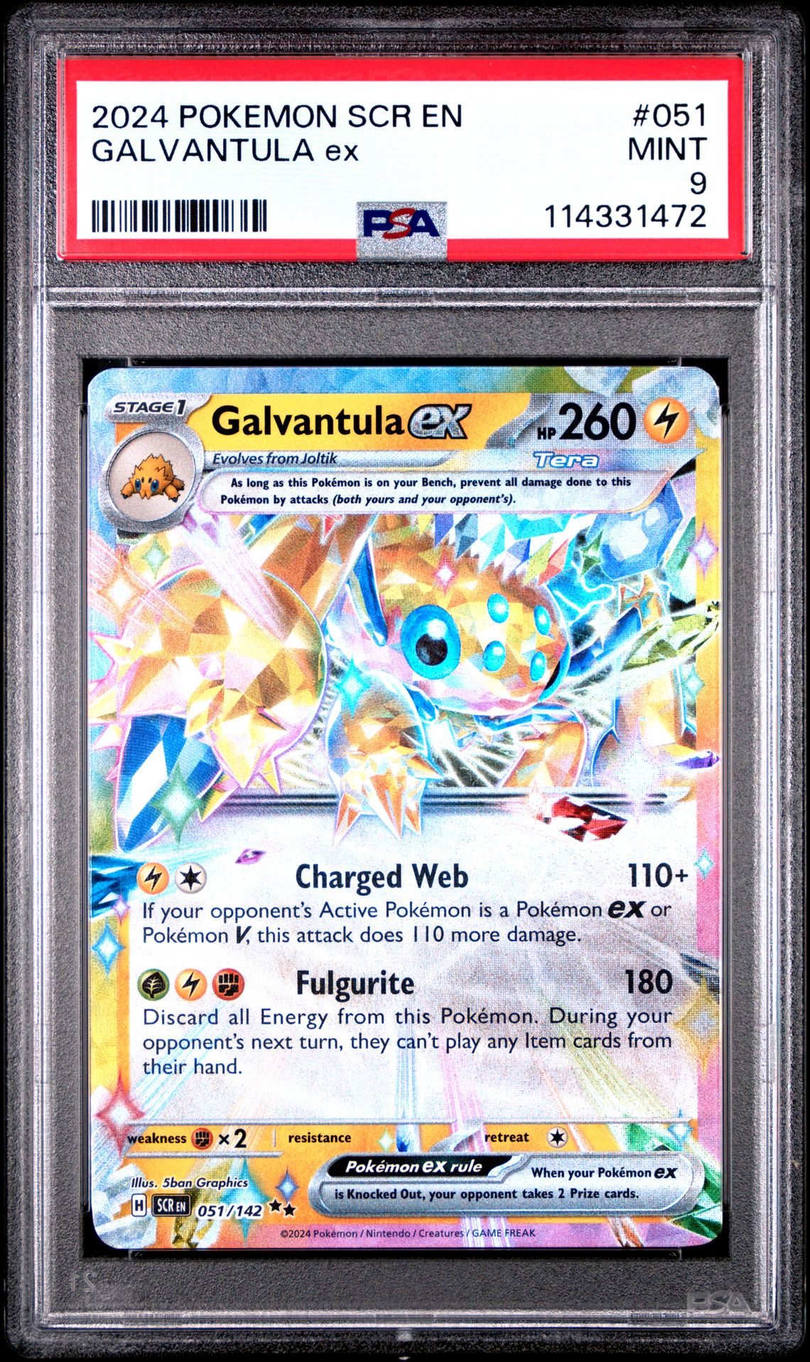 2024 Pokemon Scr En-Stellar Crown Galvantula Ex #051 Mint 9 front