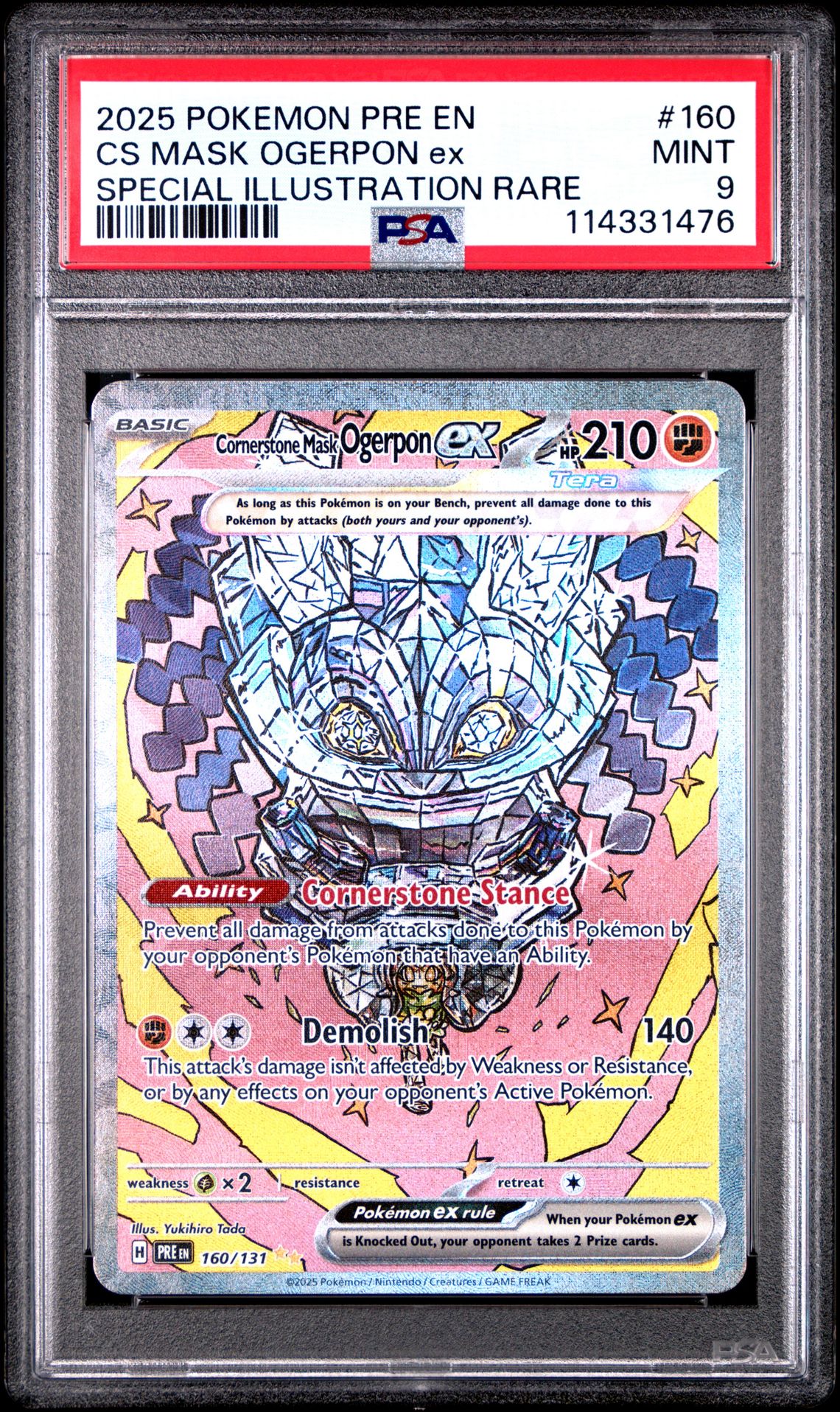 2025 Pokemon Pre En-Prismatic Evolutions Cs Mask Ogerpon Ex #160 (Special Illustration Rare) Mint 9 front