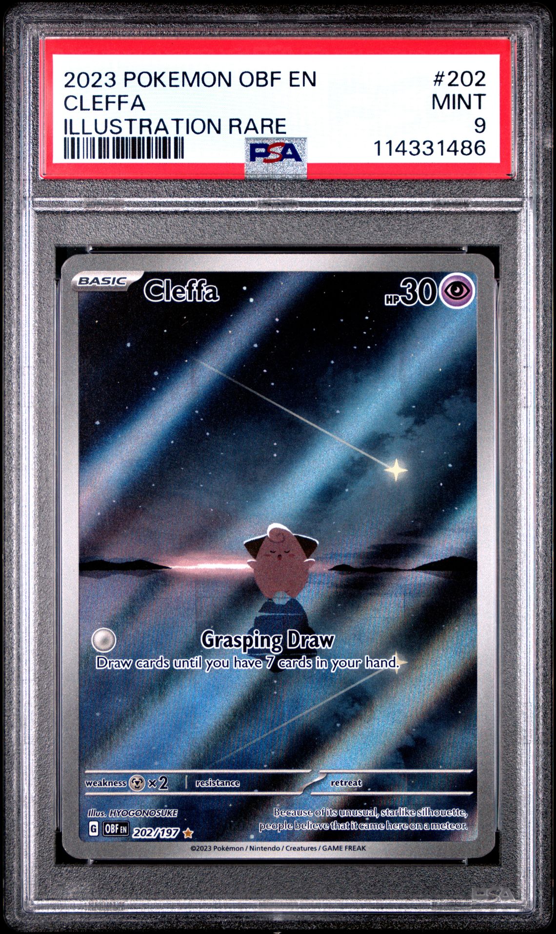 2023 Pokemon Obf En-Obsidian Flames Cleffa #202 (Illustration Rare) Mint 9 front