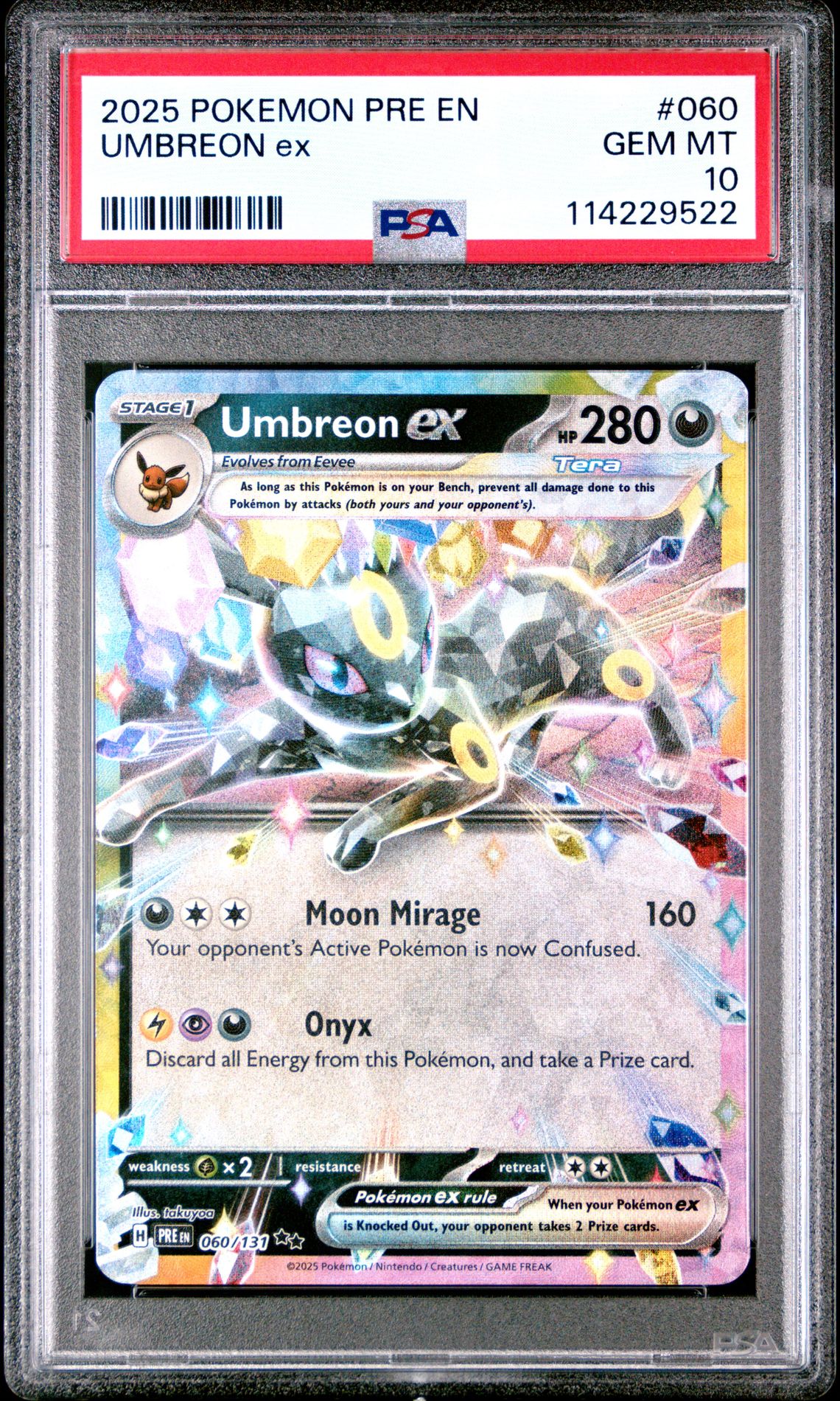 2025 Pokemon Pre En-Prismatic Evolutions Umbreon Ex #060 Gem Mt 10 front