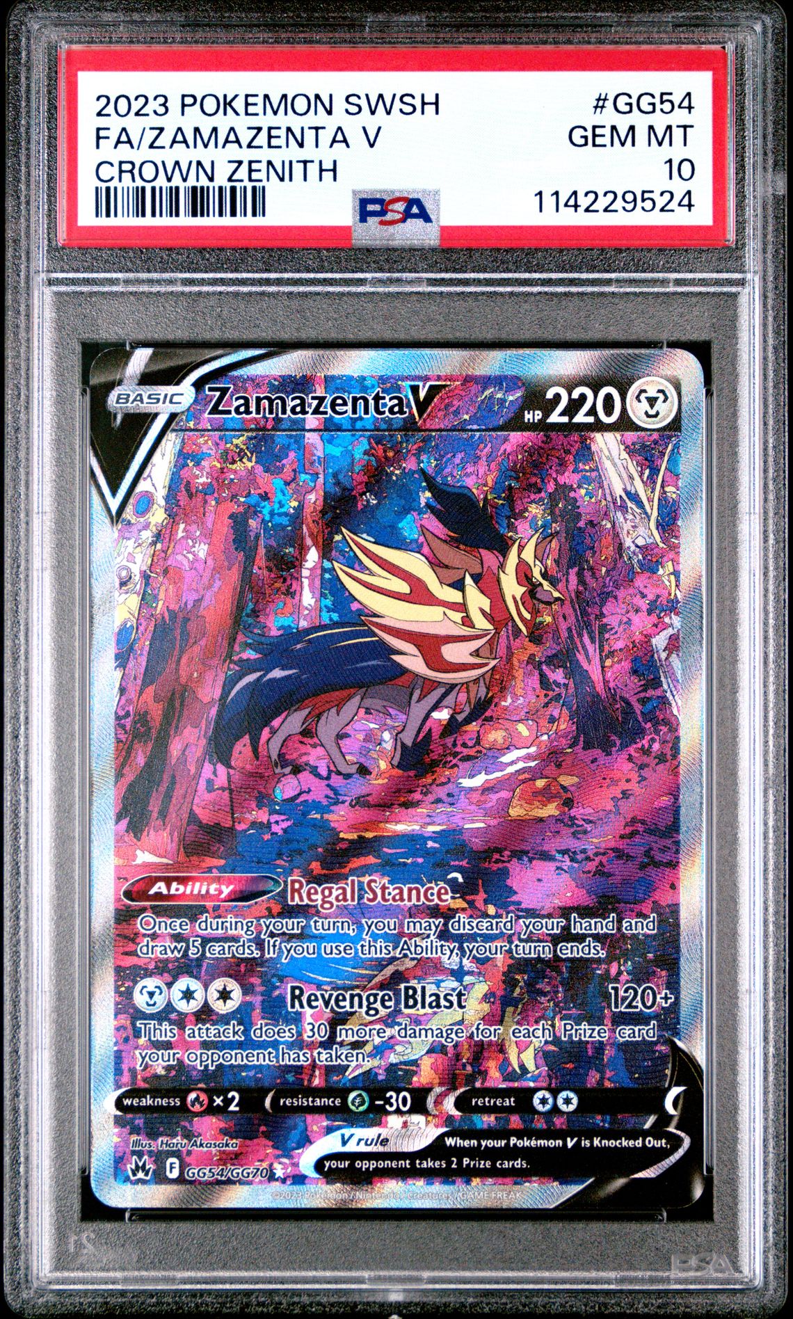 2023 Pokemon Sword And Shield Crown Zenith Fa/Zamazenta V #Gg54 (Crown Zenith) Gem Mt 10 front