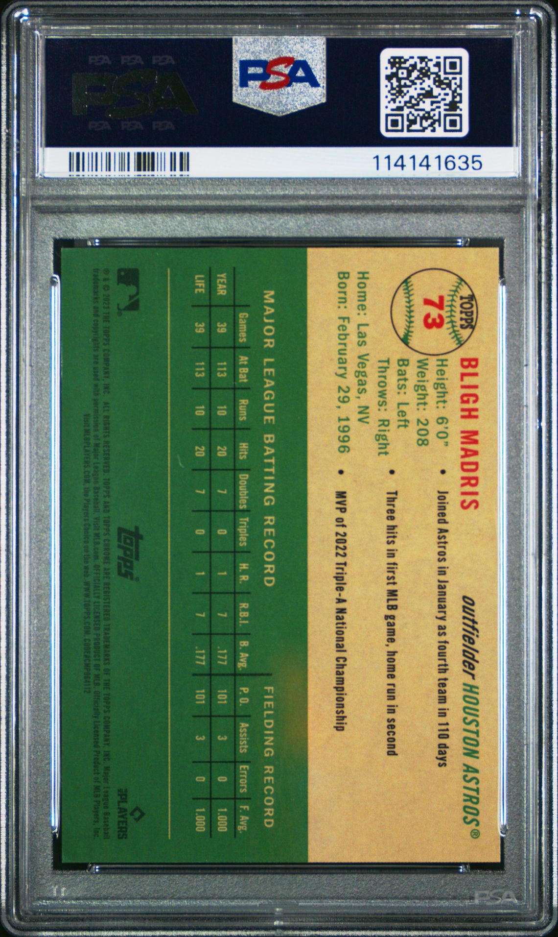 2023 Topps Chrome Platinum Anniversary Bligh Madris #73 (Plt Toile Cream/Red Ref) Mint 9 back