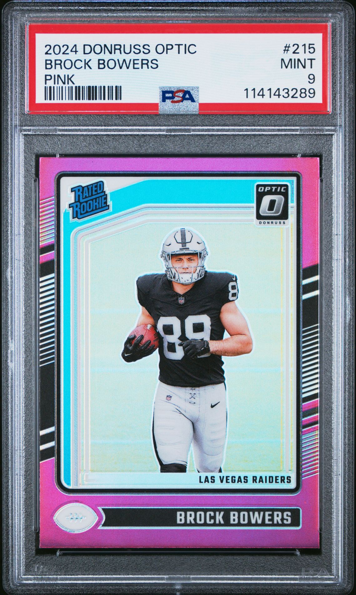 2024 Panini Donruss Optic Brock Bowers #215 (Pink) Mint 9 front