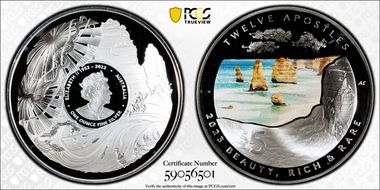 2023 $5 Twelve Apostles Domed Colorized PR70DCAM