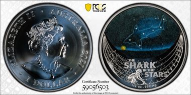 2021 $1 Shark in the Stars Colorized MS69
