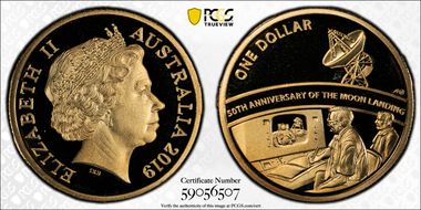 2019 $1 50th Ann. Moon Landing PR69DCAM