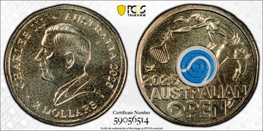 2025 $2 Women’s Australian Open Blue Envelope Privy Colorized MS69