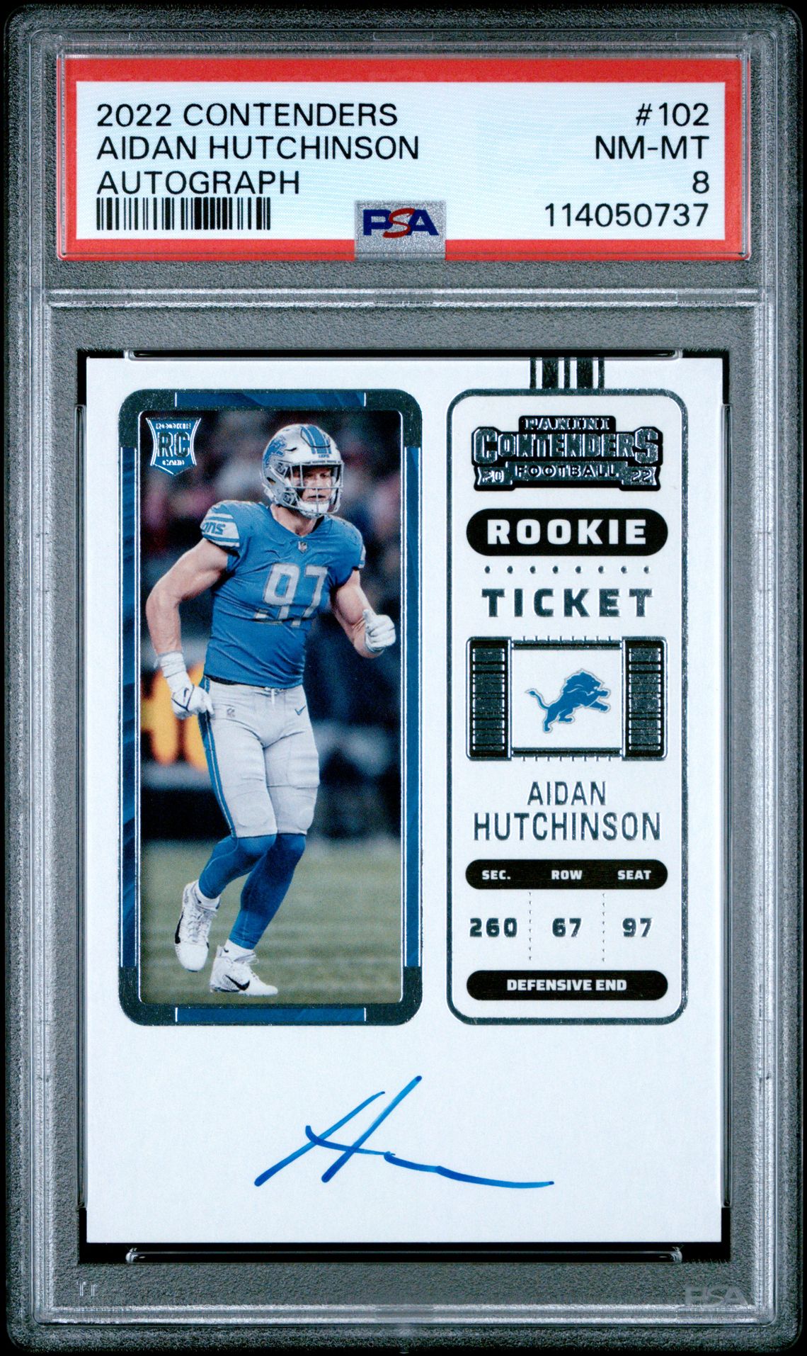 2022 Panini Contenders Aidan Hutchinson #102 (Autograph) Nm-Mt 8 front