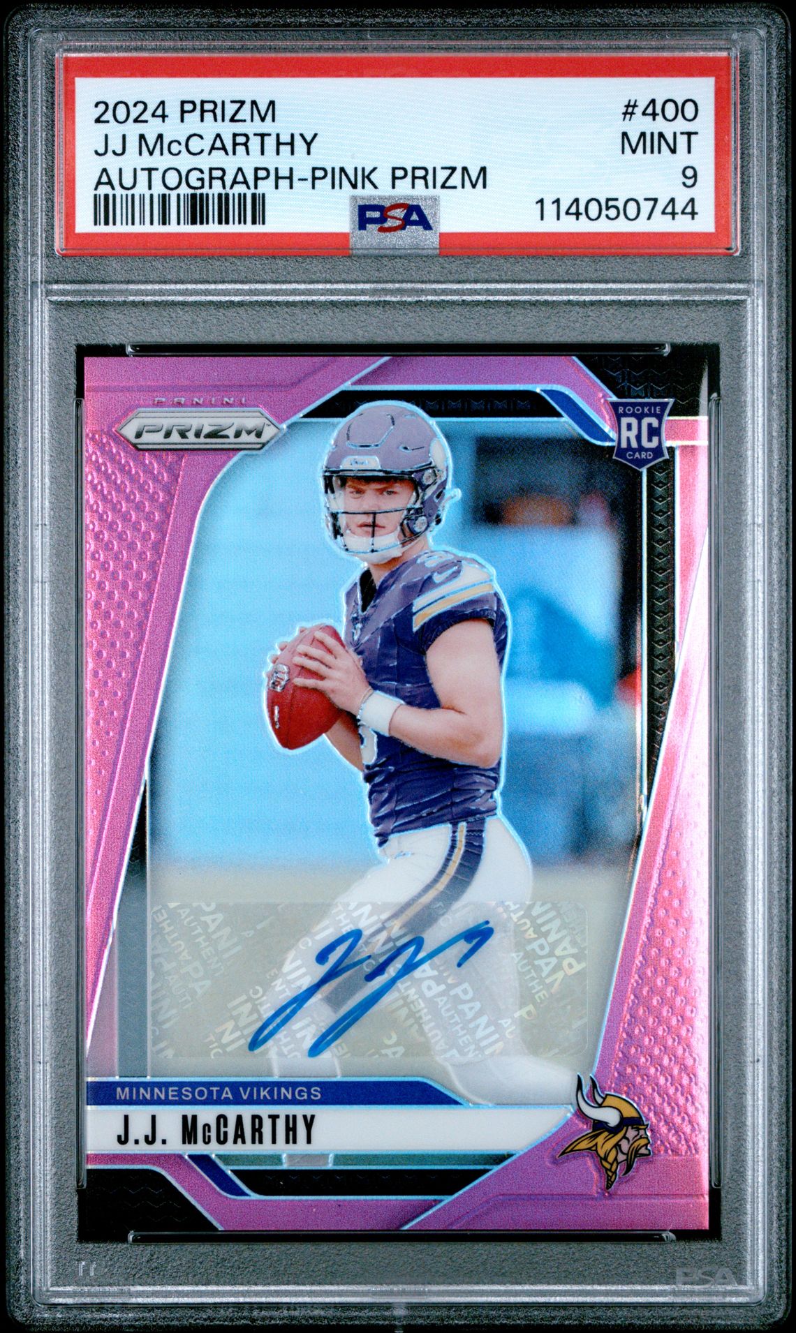 2024 Panini Prizm Jj Mccarthy #400 (Autograph-Pink Prizm) Mint 9 front