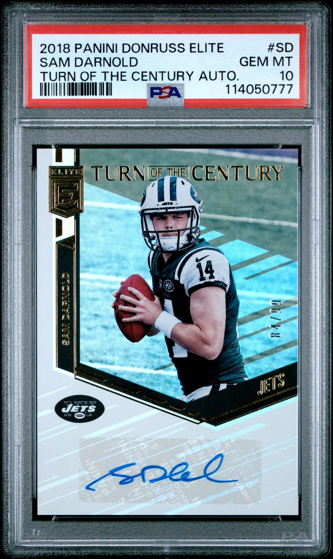 2018 Panini Donruss Elite Turn Of The Century Autograph Sam Darnold #Sd (Turn Of The Century Auto.) Gem Mt 10 front