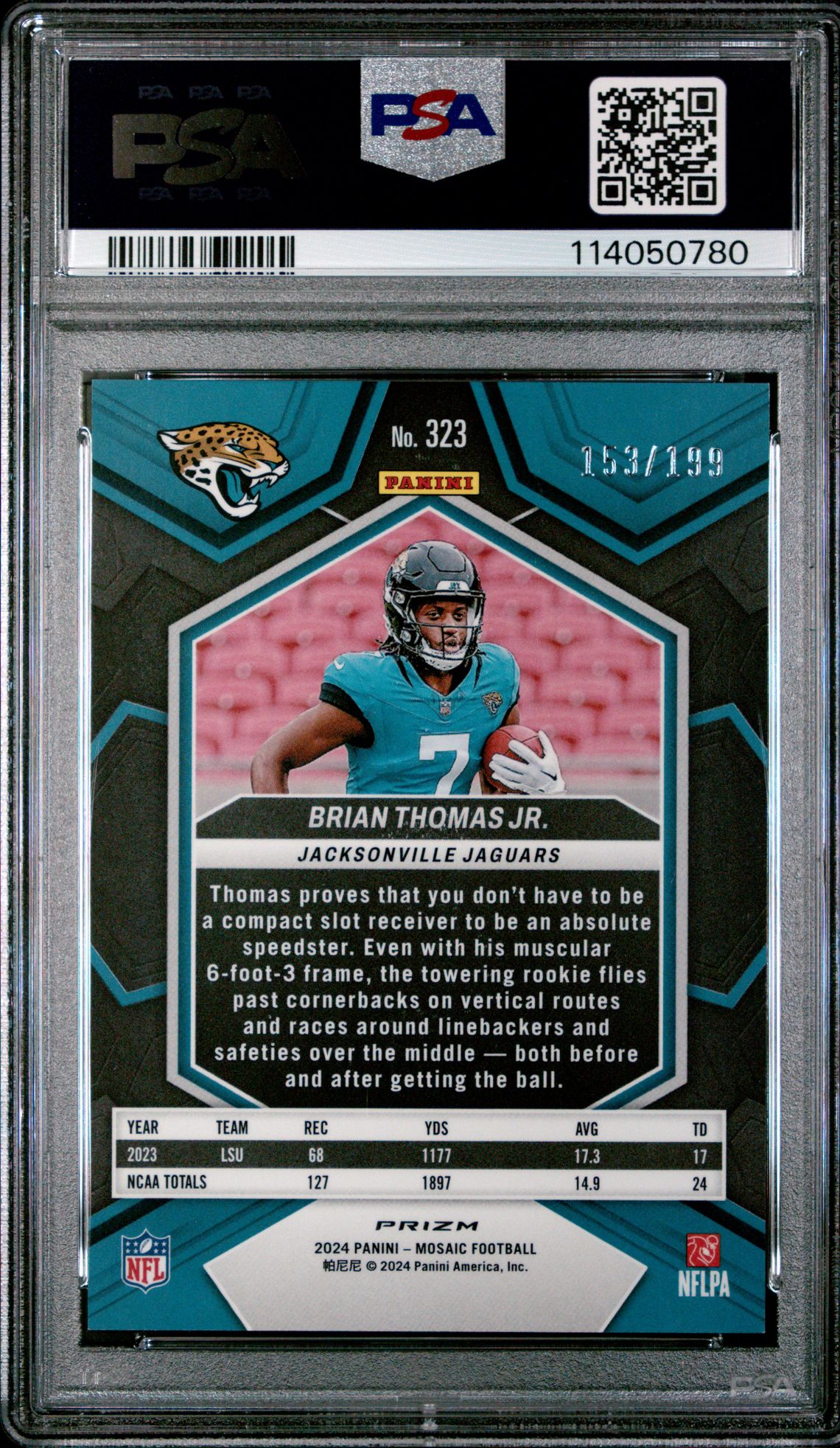 2024 Panini Mosaic Brian Thomas Jr. #323 (Orange) Mint 9 back