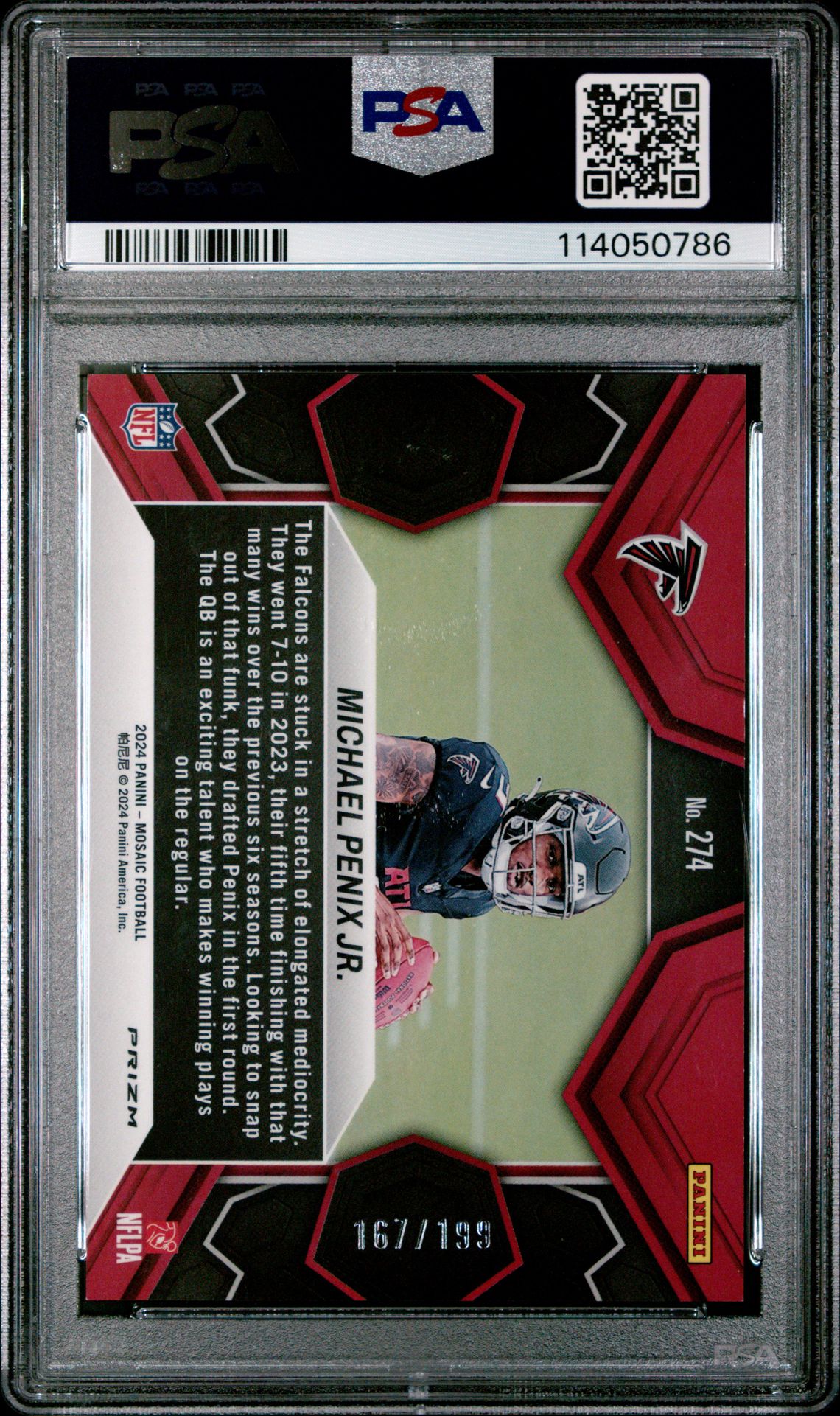 2024 Panini Mosaic Michael Penix Jr. #274 (Orange) Mint 9 back