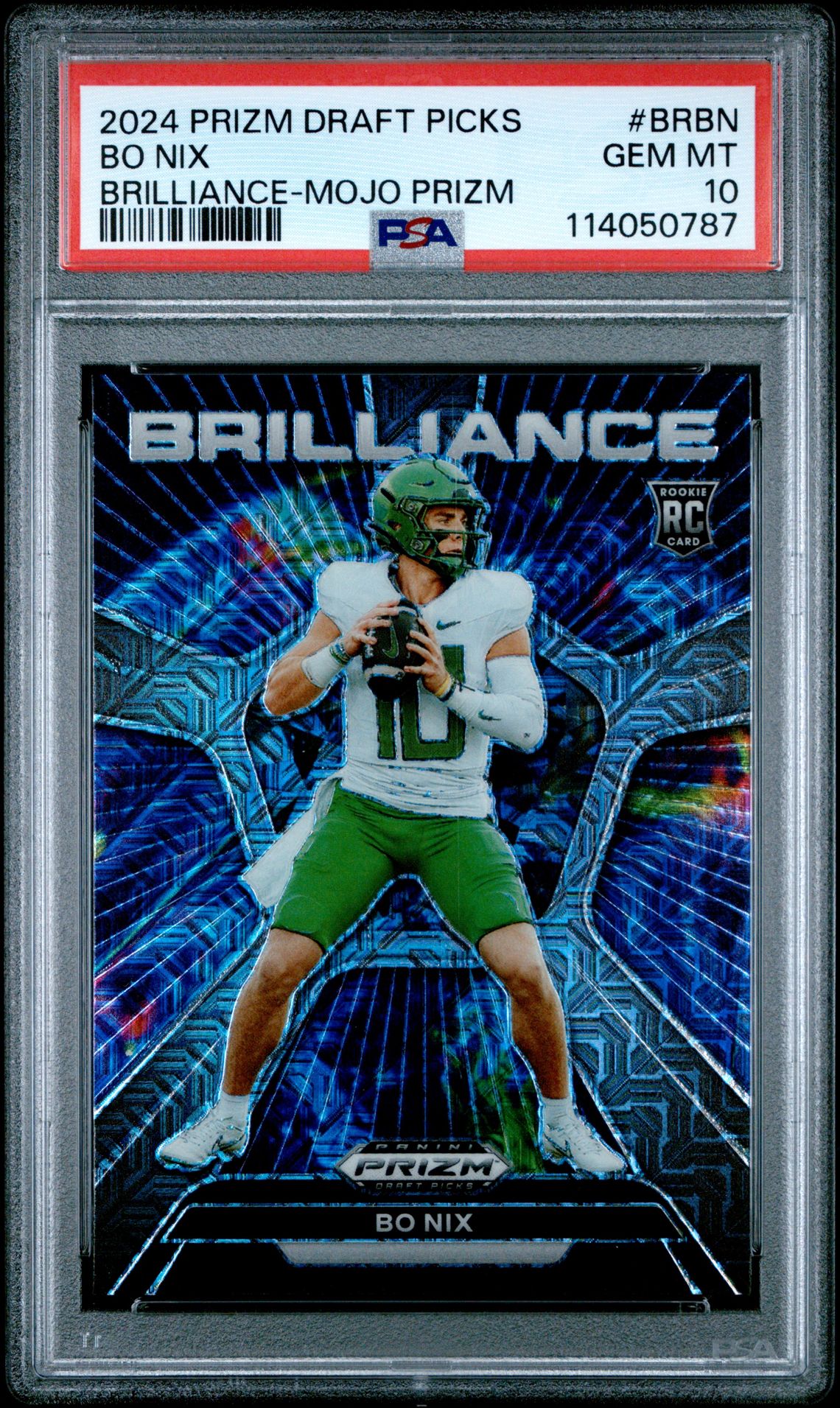 2024 Panini Prizm Draft Picks Brilliance Bo Nix #Brbn (Brilliance-Mojo Prizm) Gem Mt 10 front