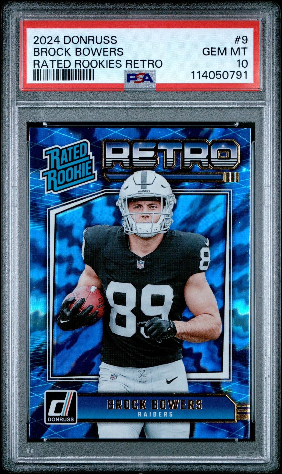 2024 Panini Donruss Rated Rookies Retro Brock Bowers #9 Gem Mt 10 front