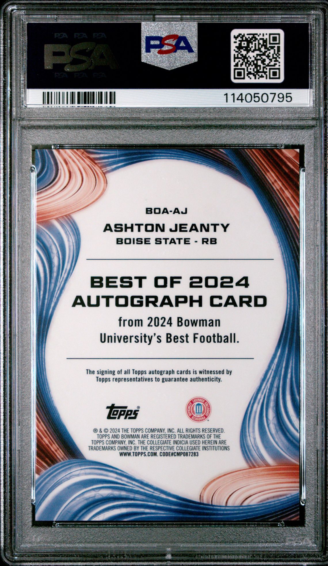 2024 Bowman Best University Best Of 2024 Autographs Ashton Jeanty #Aj Gem Mt 10 back