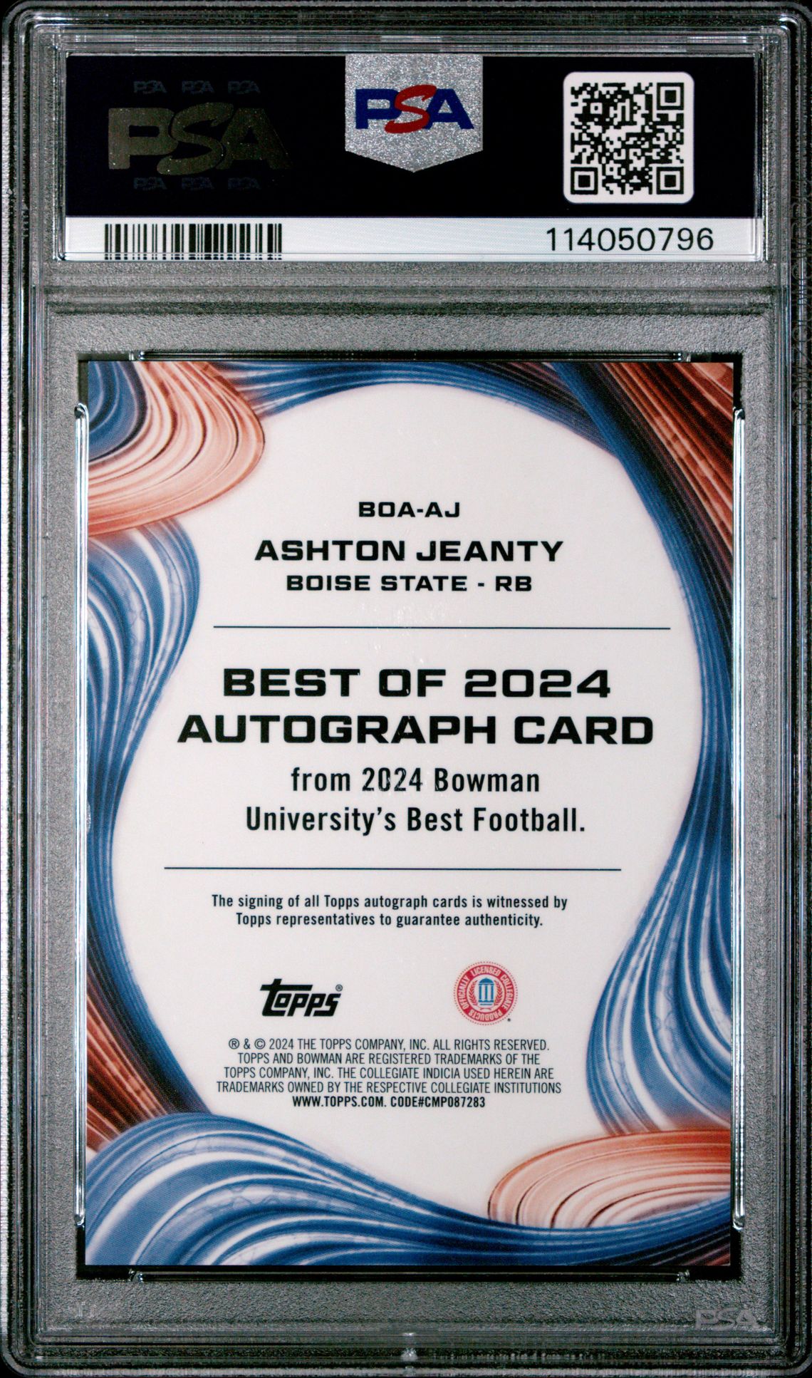 2024 Bowman Best University Best Of 2024 Autographs Ashton Jeanty #Aj Gem Mt 10 back