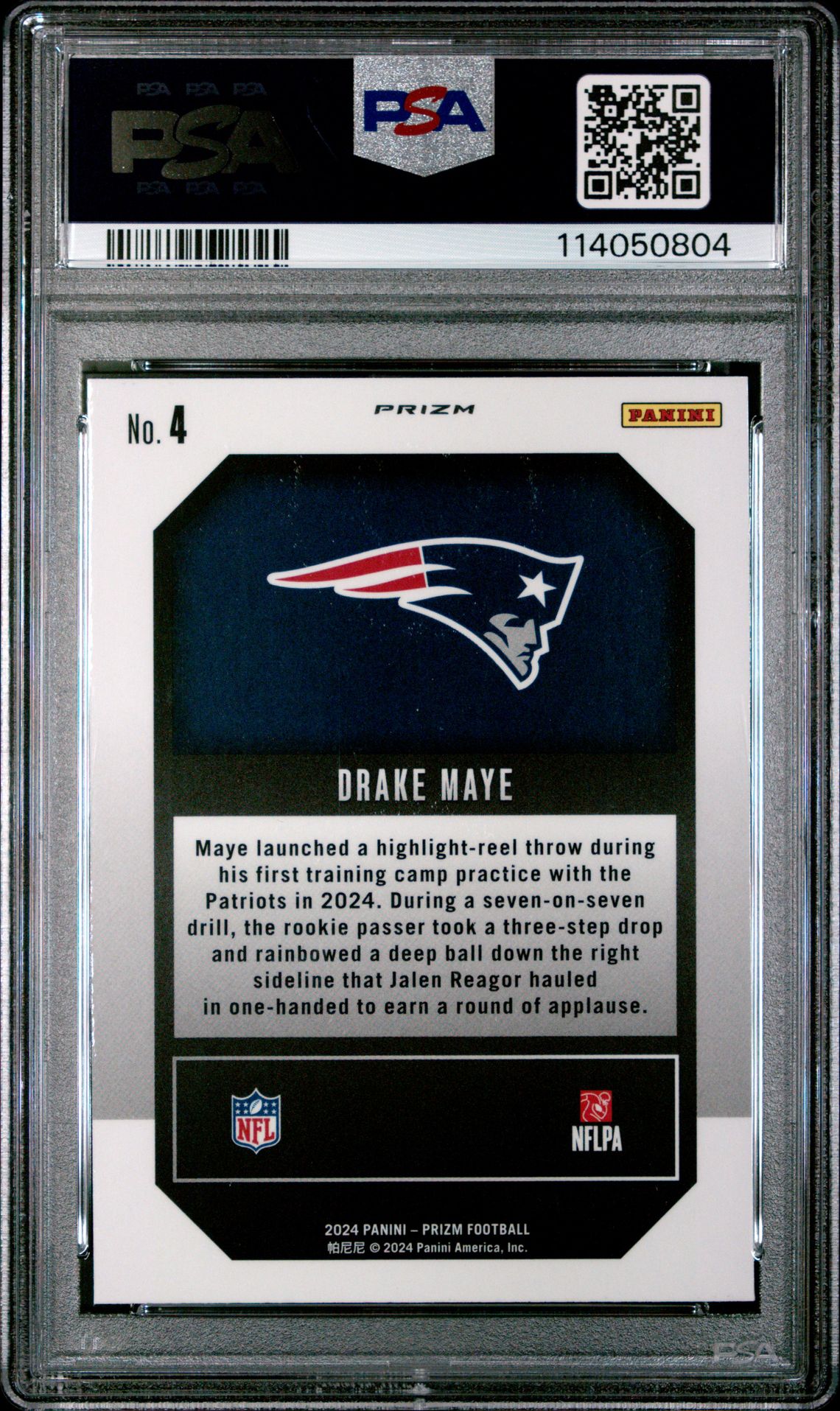 2024 Panini Prizm Emergent Drake Maye #4 (Emergent-Green Prizm) Mint 9 back