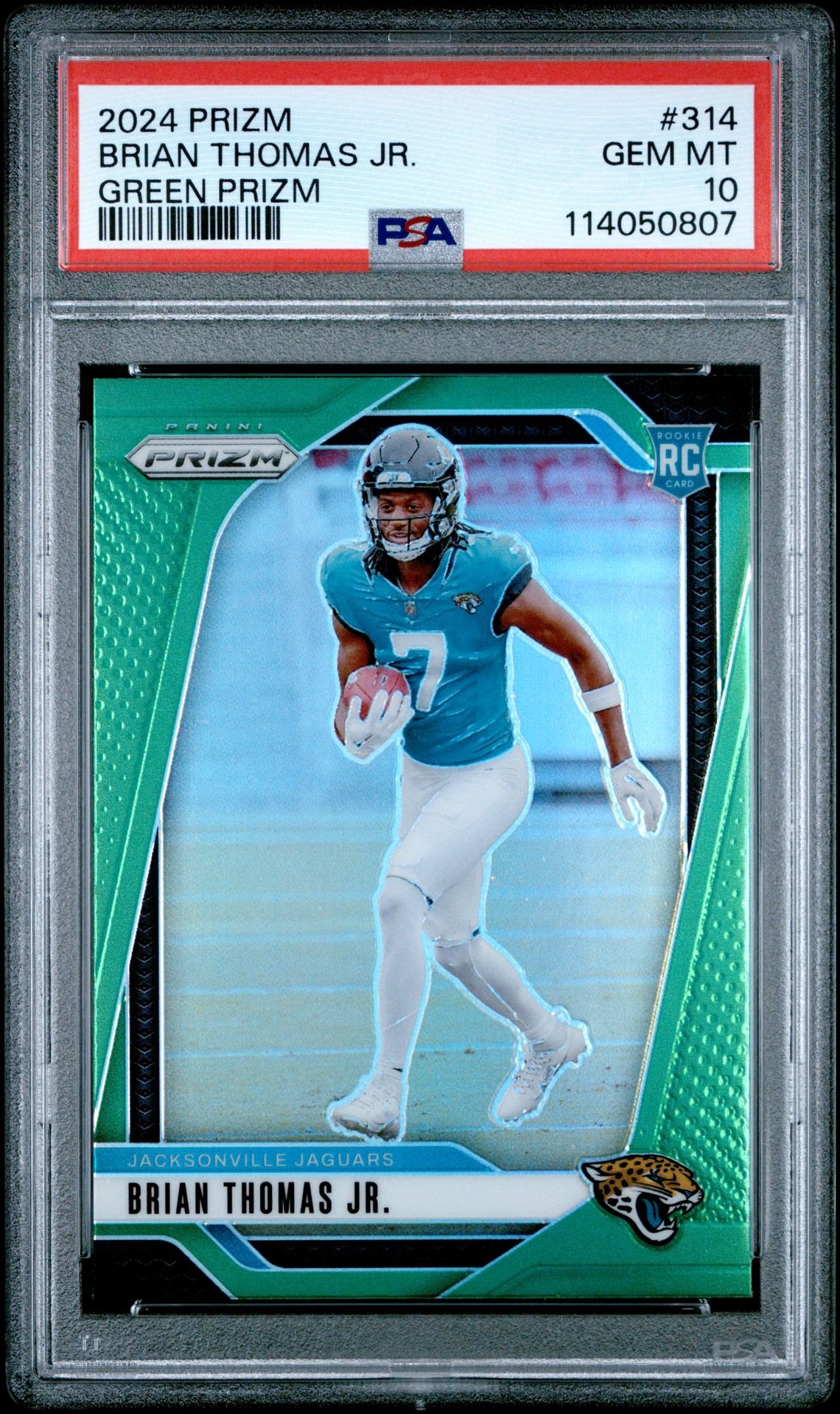 2024 Panini Prizm Brian Thomas Jr. #314 (Green Prizm) Gem Mt 10 front
