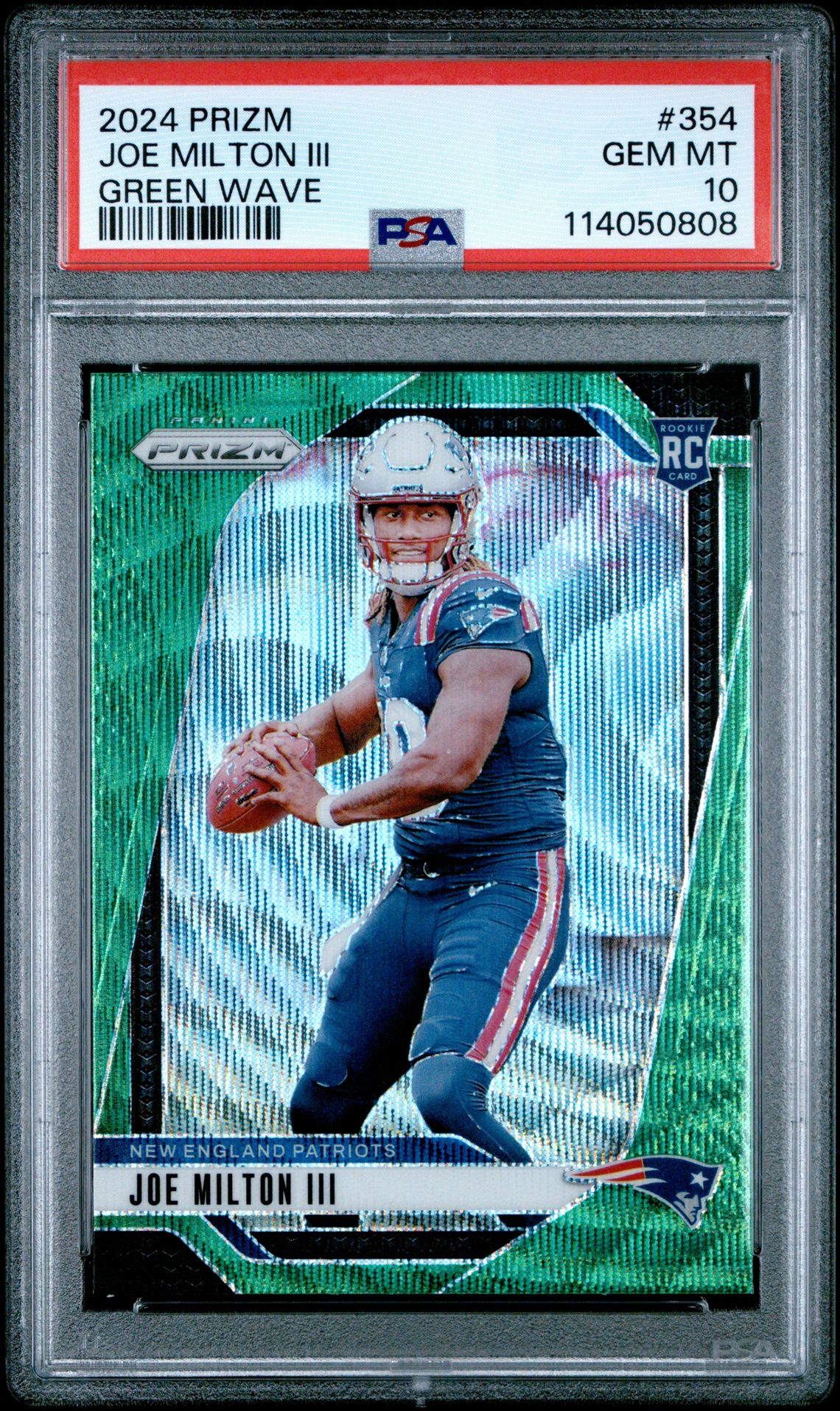 2024 Panini Prizm Joe Milton Iii #354 (Green Wave) Gem Mt 10 front