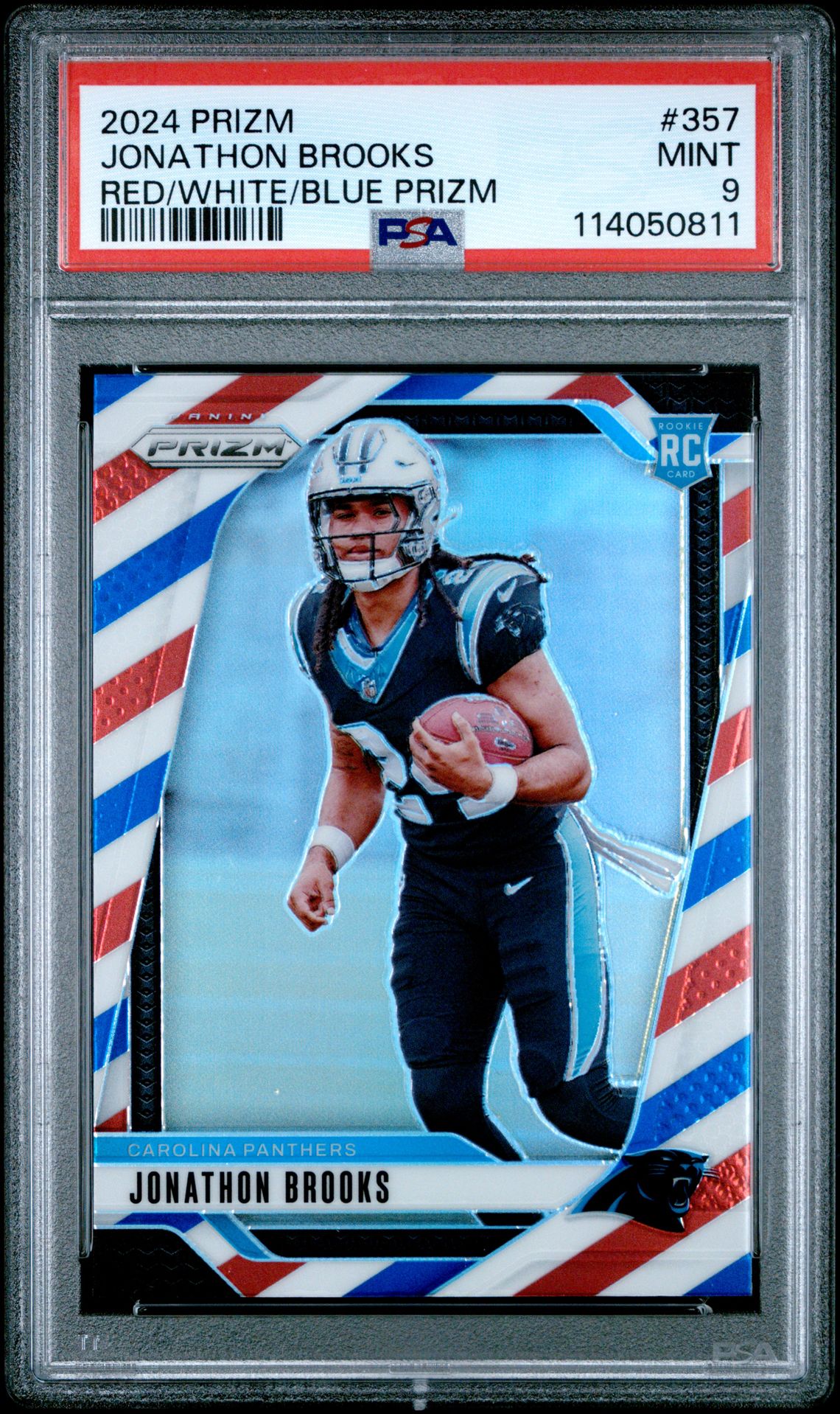 2024 Panini Prizm Jonathon Brooks #357 (Red/White/Blue Prizm) Mint 9 front
