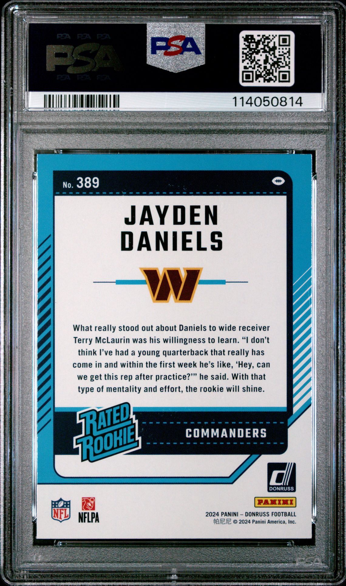 2024 Panini Donruss Jayden Daniels #389 Mint 9 back