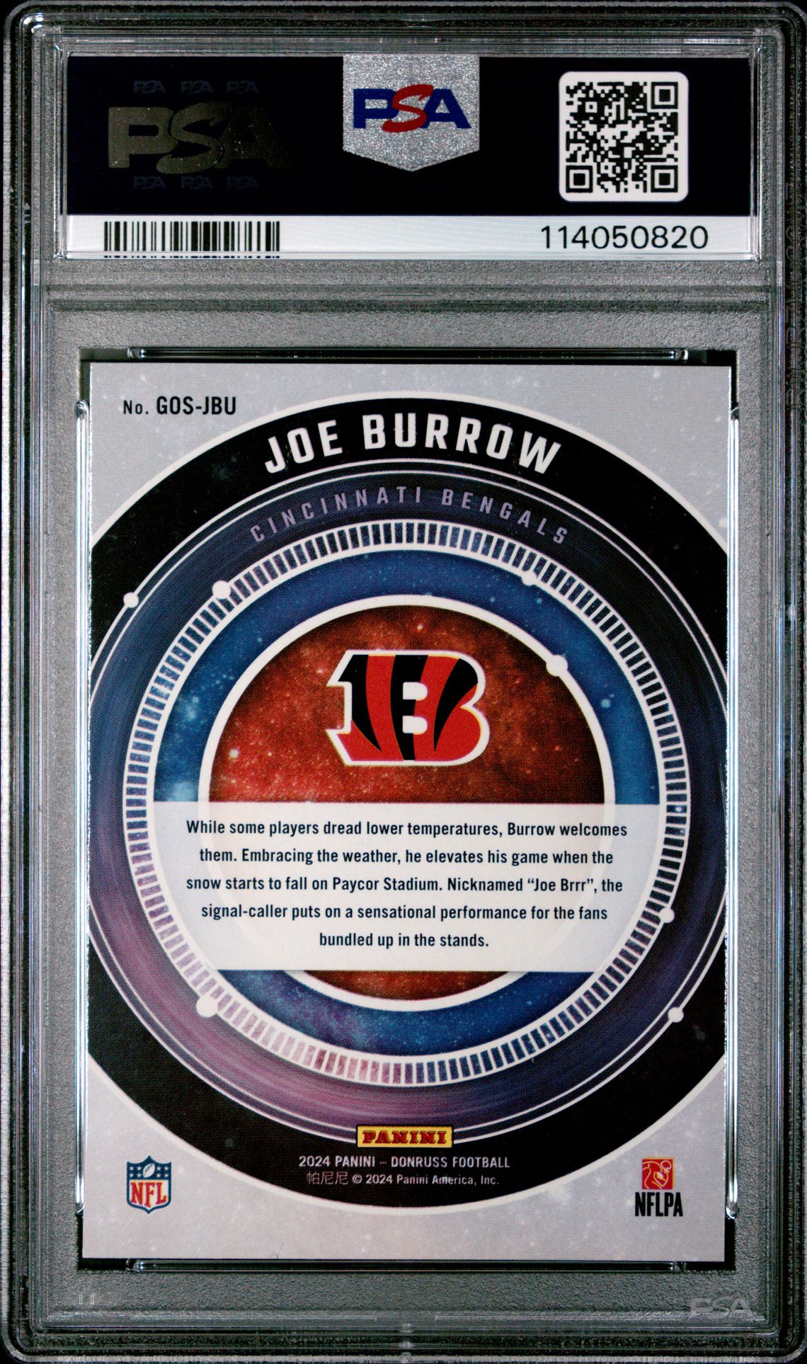 2024 Panini Donruss Galaxy Of Stars Joe Burrow #Gosjbu Gem Mt 10 back