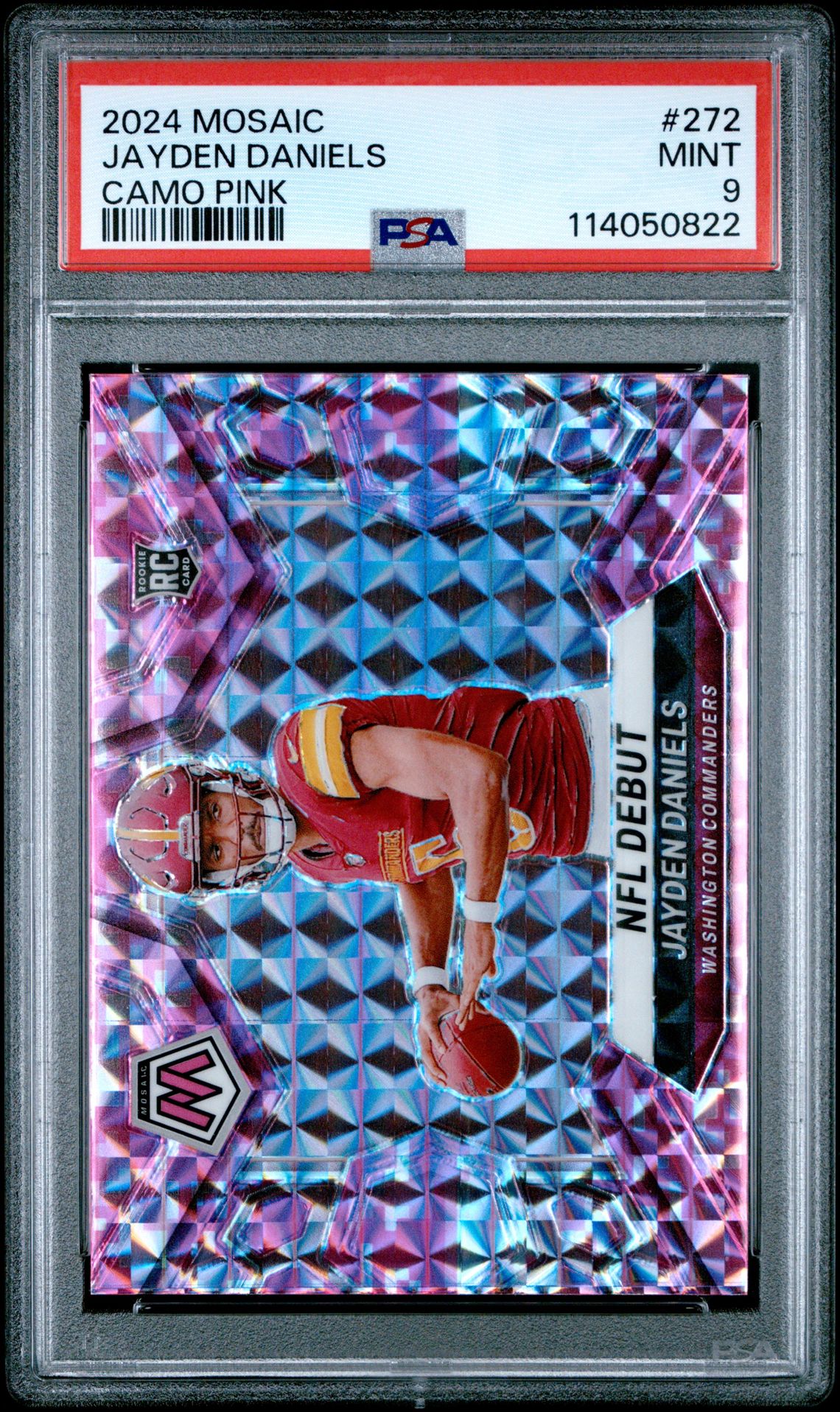 2024 Panini Mosaic Jayden Daniels #272 (Camo Pink) Mint 9 front