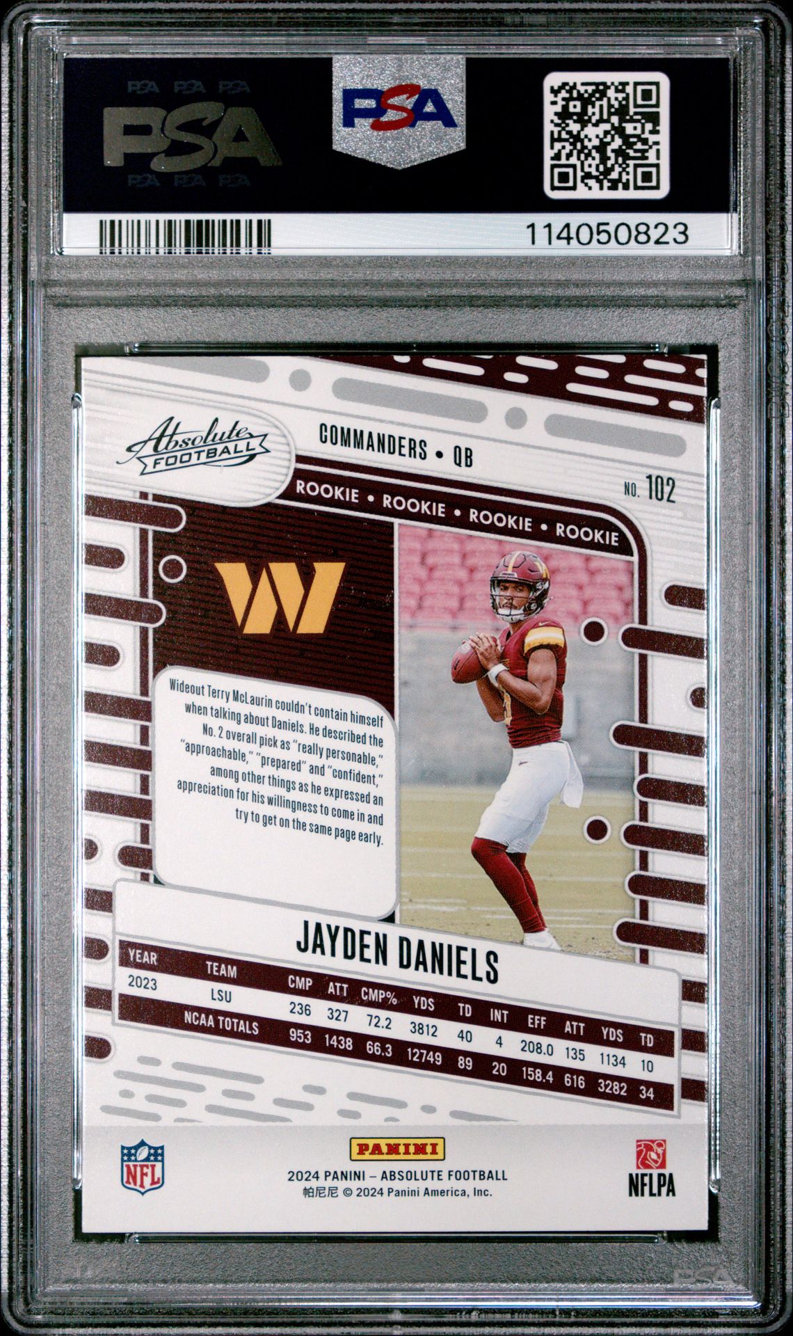 2024 Panini Absolute Jayden Daniels #102 Mint 9 back
