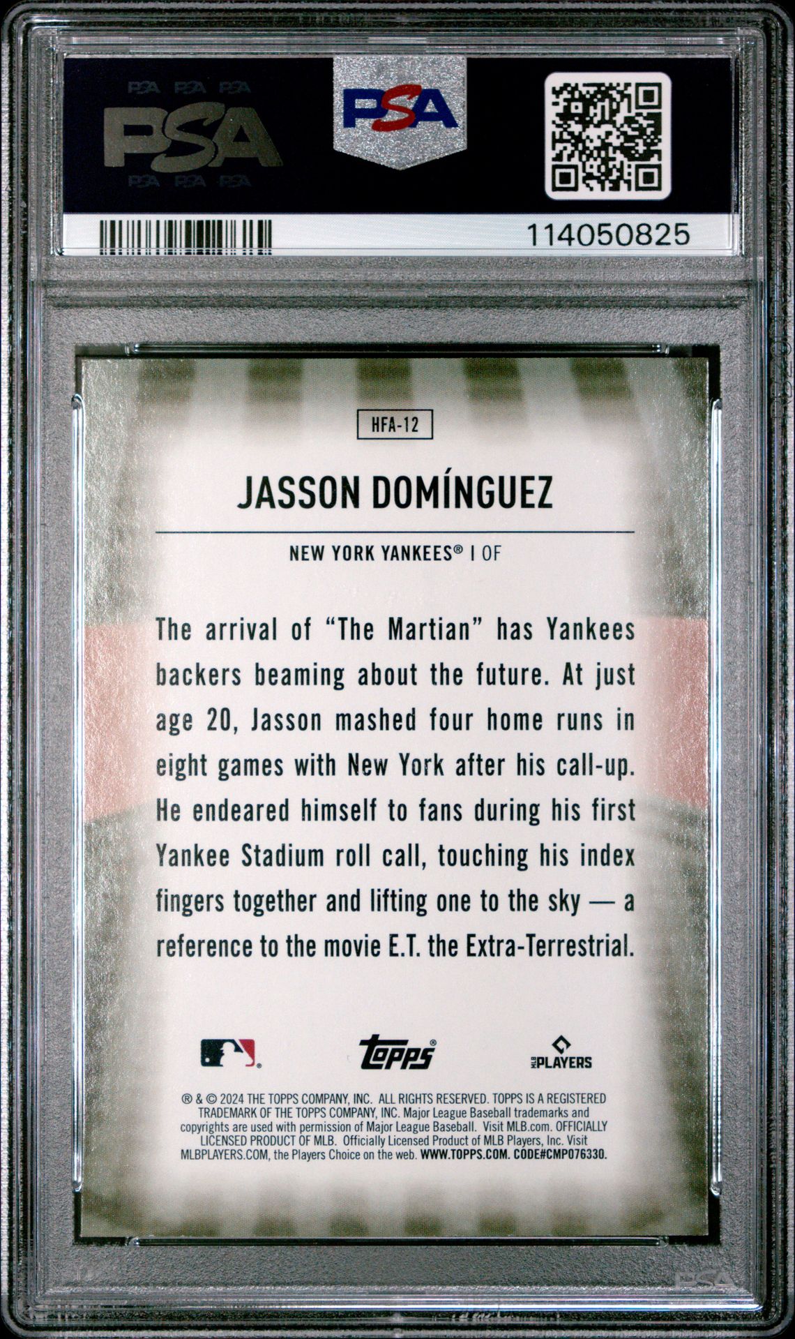 2024 Topps Home Field Advantage Jasson Dominguez #Hfa12 Gem Mt 10 back