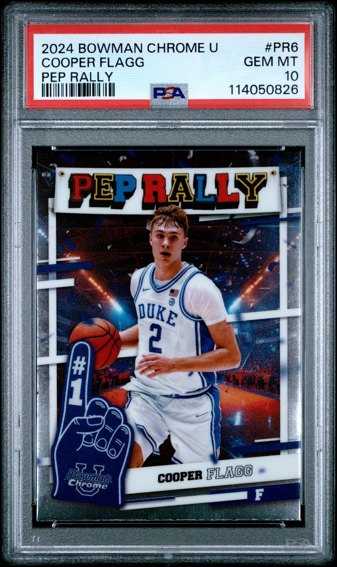 2024 Bowman Chrome University Pep Rally Cooper Flagg #Pr6 Gem Mt 10 front
