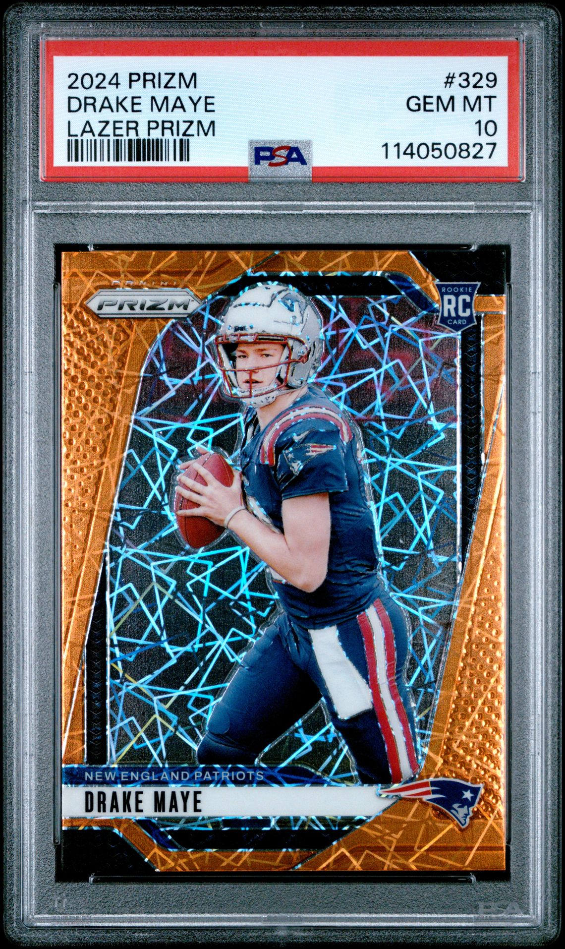 2024 Panini Prizm Drake Maye #329 (Lazer Prizm) Gem Mt 10 front