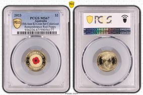 2023 $2 35th Ann $2 Coin Set Colorized Remembrance Red Poppy MS67