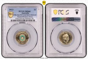 2023 $2 35th Ann $2 Coin Set Colorized Remembrance Dove MS66
