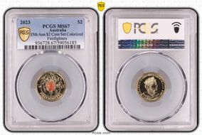 2023 $2 35th Ann $2 Coin Set Colorized Firefighters MS67