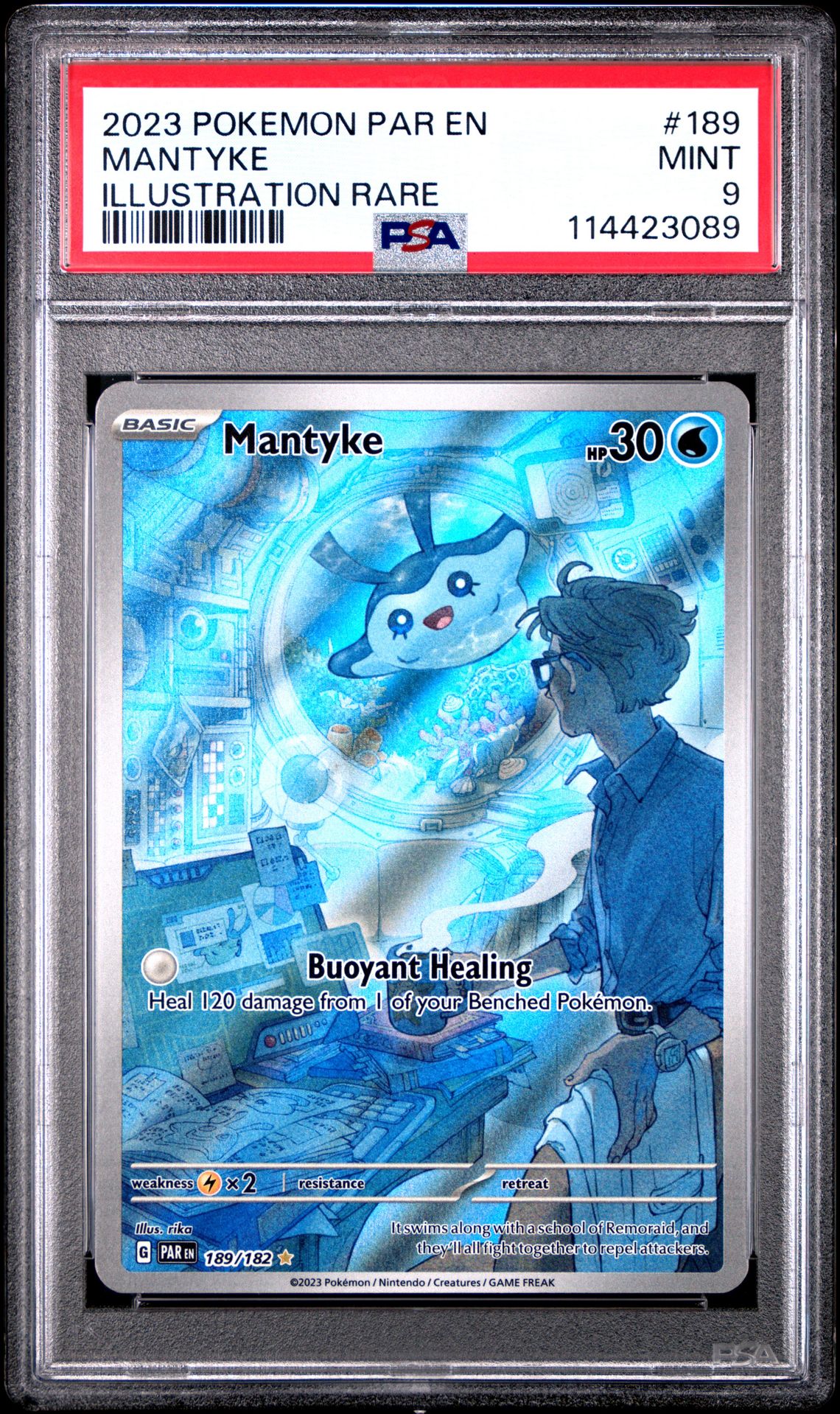 2023 Pokemon Par En-Paradox Rift Mantyke #189 (Illustration Rare) Mint 9 front