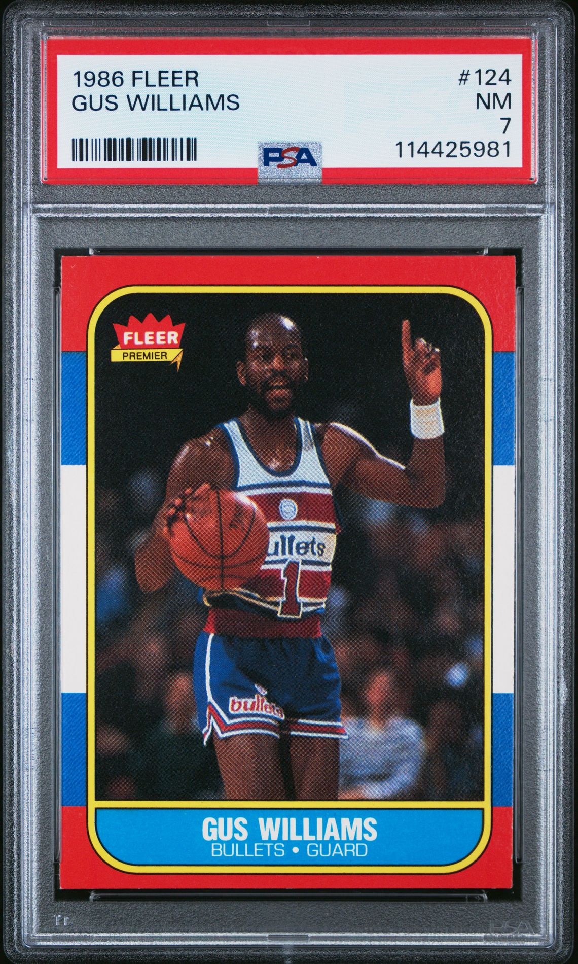 1986 Fleer Gus Williams #124 Nm 7 front