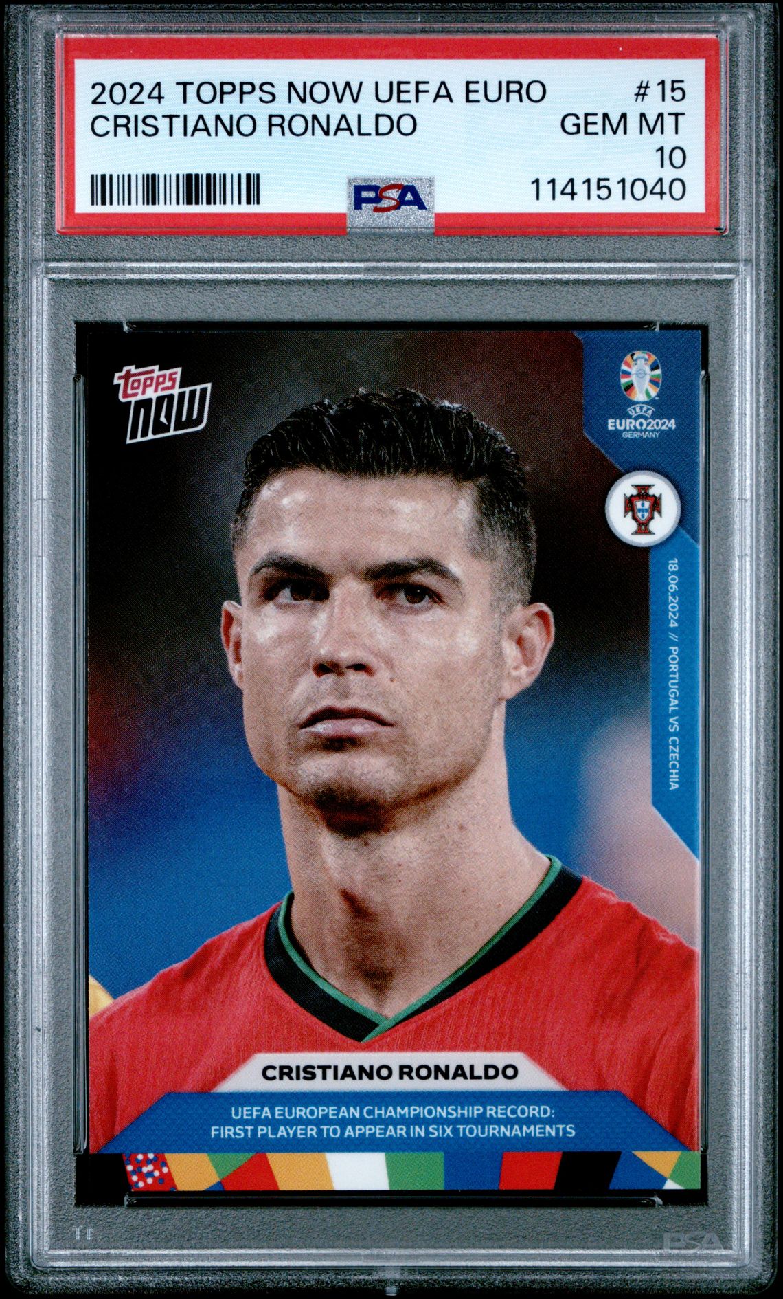 2024 Topps Now Uefa Euro Cristiano Ronaldo #15 Gem Mt 10 front
