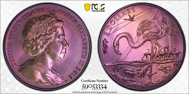 2015 $5 Flamingo Pink Titanium MS69