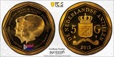 2013 5 G Willem-Alexander - Beatrix Sint-Maarten Flag MS63