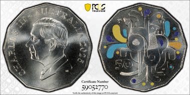 2025 50C Celebrations Cu-Ni Colorized MS69