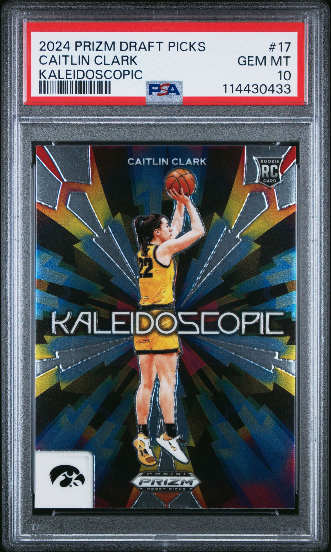 2024 Panini Prizm Draft Picks Kaleidoscopic Caitlin Clark #17 Gem Mt 10 front