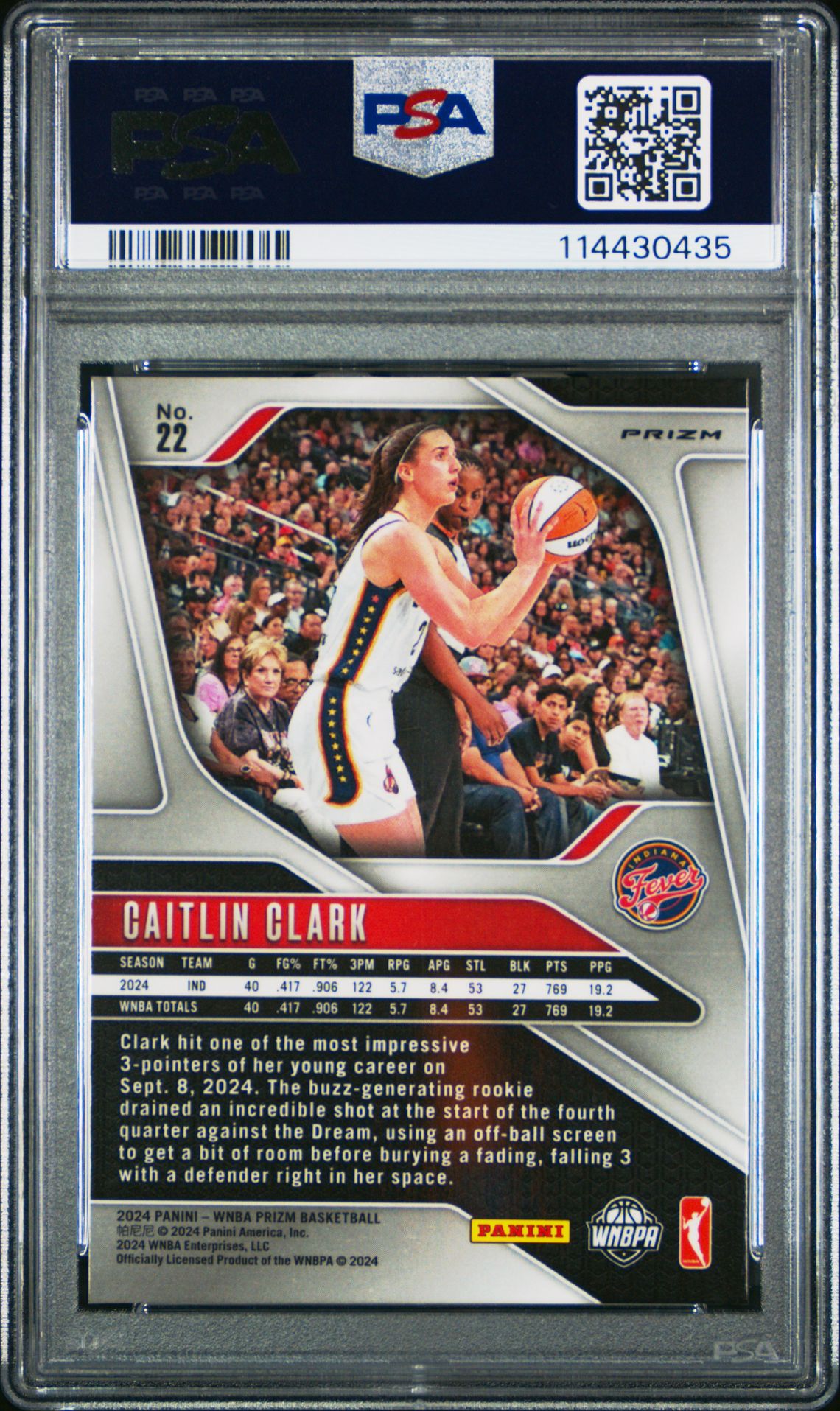 2024 Panini Prizm Wnba Caitlin Clark #22 (Ice) Nm-Mt 8 back