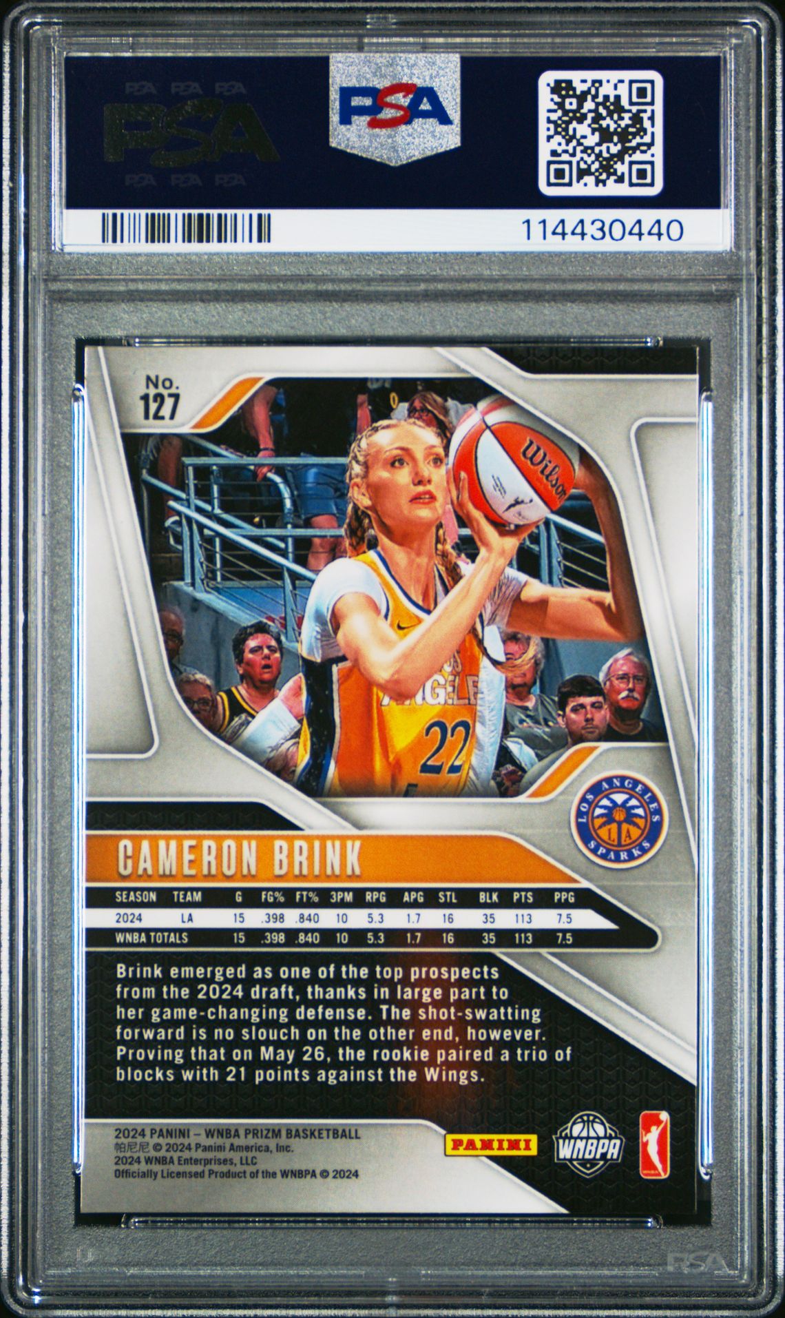 2024 Panini Prizm Wnba Cameron Brink #127 Nm-Mt 8 back