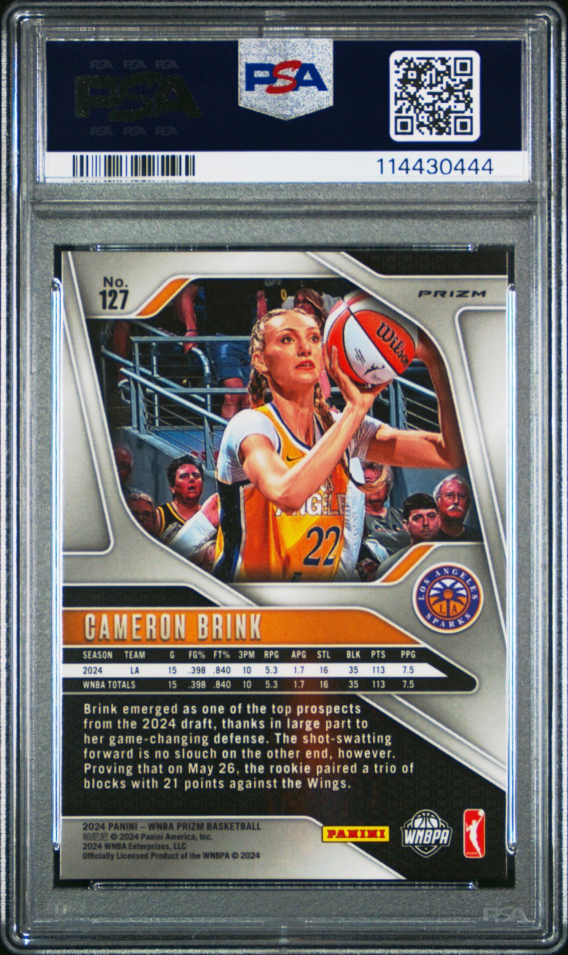 2024 Panini Prizm Wnba Cameron Brink #127 (Ice) Nm 7 back