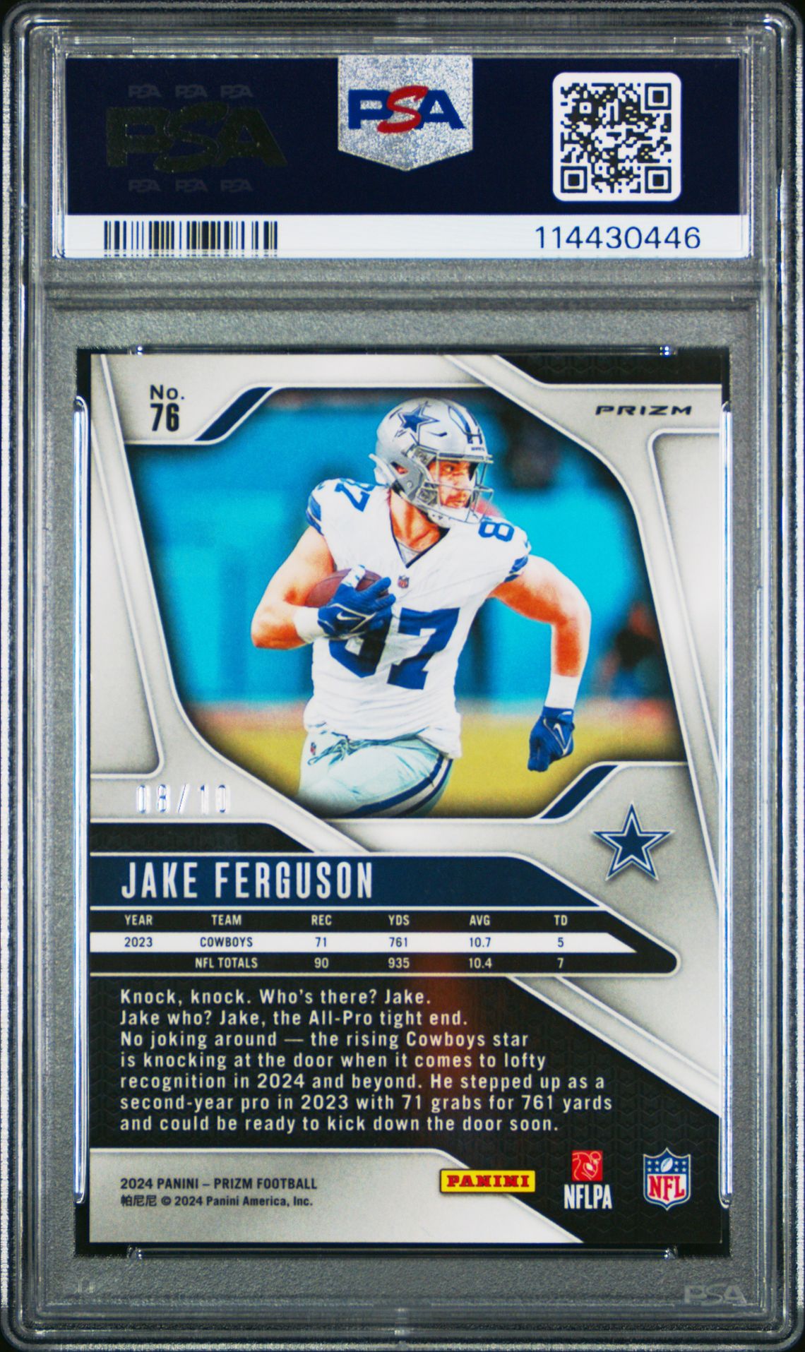 2024 Panini Prizm Jake Ferguson #76 (Gold Shimmer) Mint 9 back